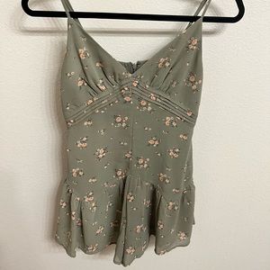 OLIVE FLOWER PRINT ROMPER | SMALL